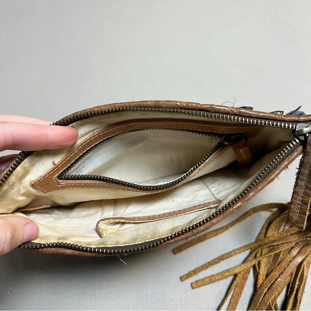 Will Leather Goods Woven Boho Clutch Wristlet • Leather Trim • Multicolor
